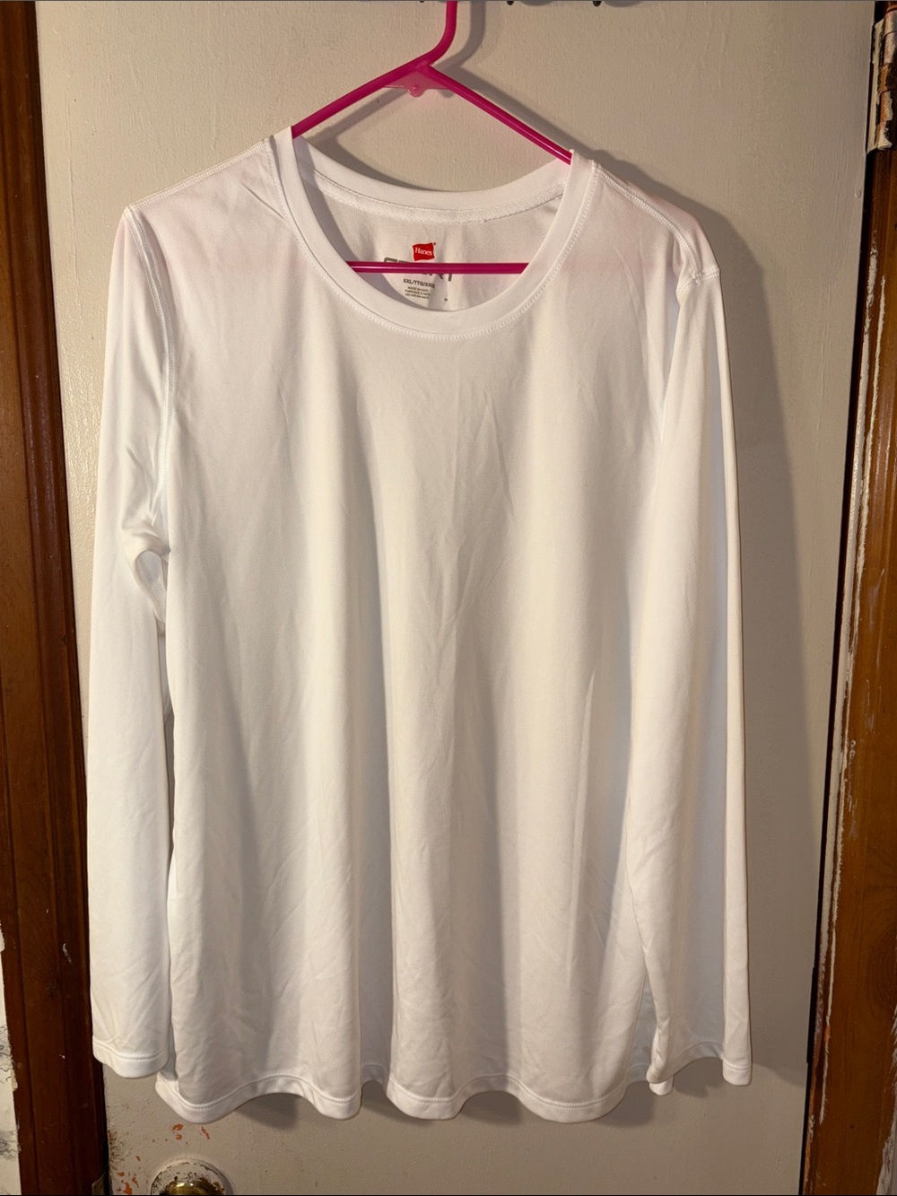 Hanes SPORT White Long-Sleeve Crewneck Shirt
